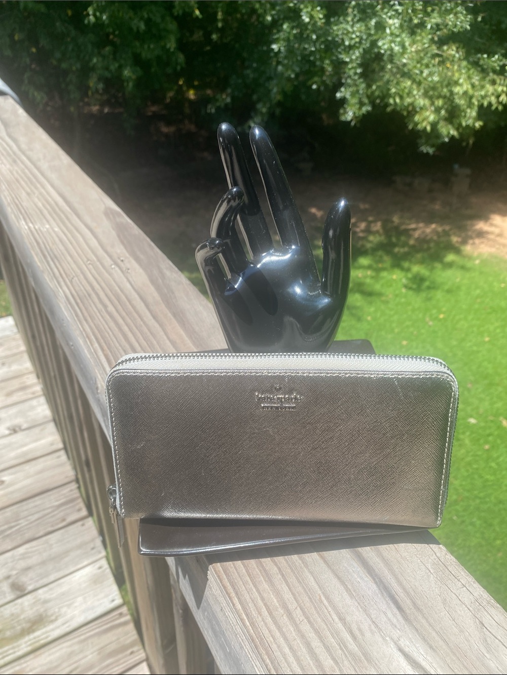 kate spade Metallic Silver Zip Wallet